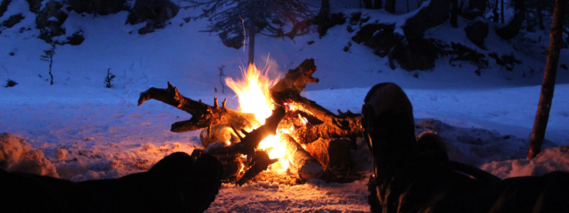 winter camping in the mountains